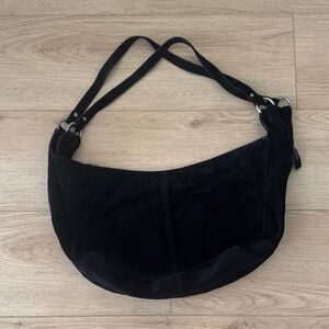 Free People Black Suede Shoulder Tote